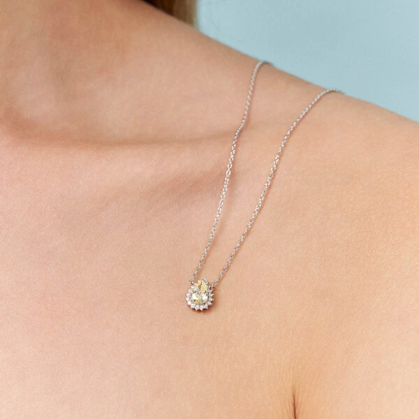 Colar Gota Citrino Princesa em Prata 925