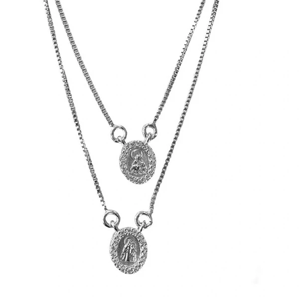 Escapulário Nossa Senhora Cravejado com Zircônias em Dourado