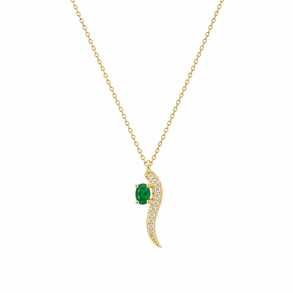 Colar Filete com Esmeralda Fusion em Dourado