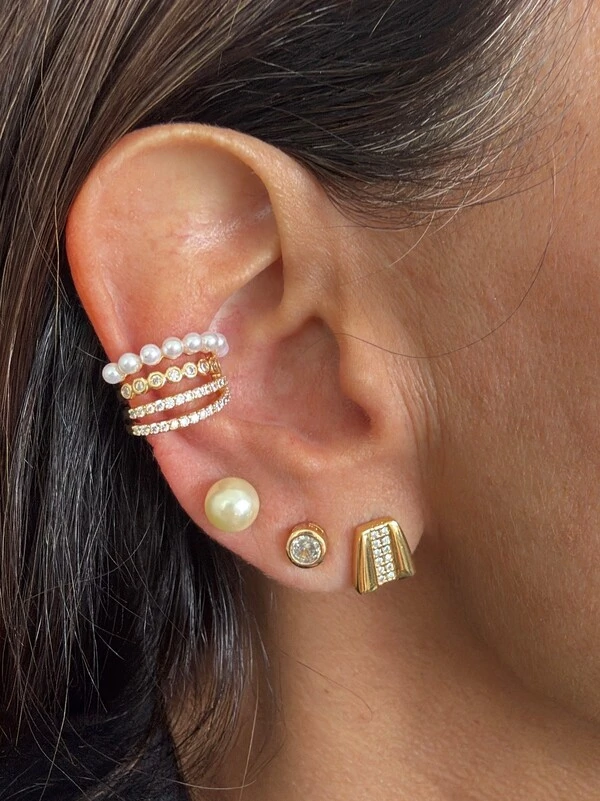 Piercing Fake Largo com Perolinhas e Zircônias