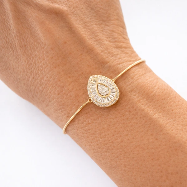 Pulseira Gota Pizza Fina em Dourado