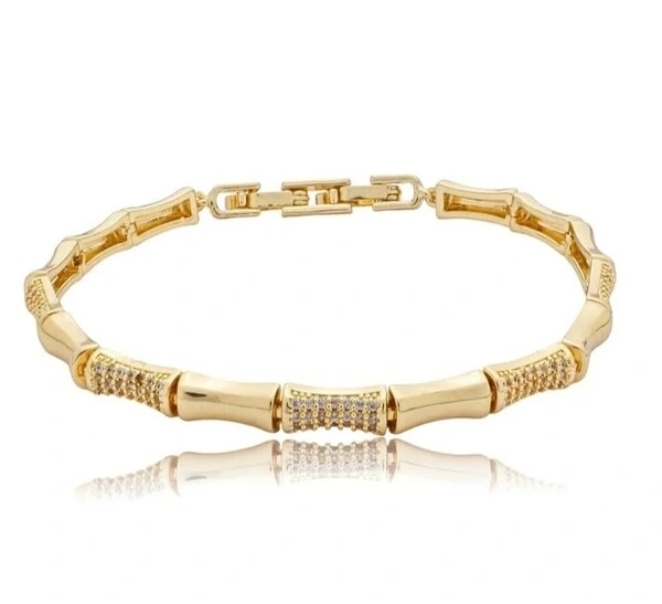 Pulseira Bambu Gomos Lisos e Cravejados em Dourado