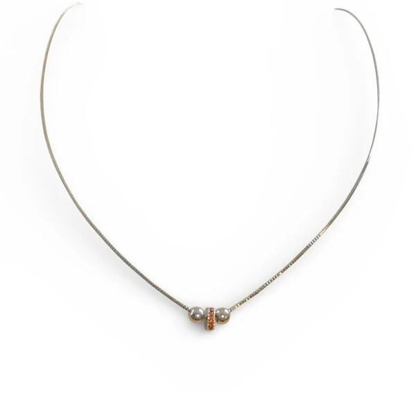 Colar Rodinha Cravejada e Bolinhas em Ródio