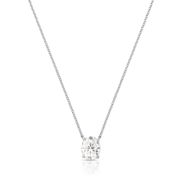 Colar Moissanite Oval 10MM 3CT em Prata 925