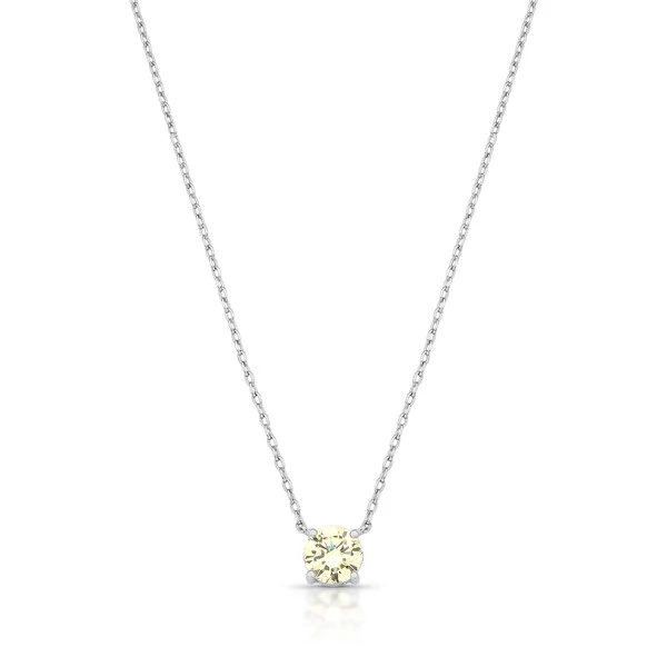 Colar Solitário Citrino 0,8MM em Prata 925