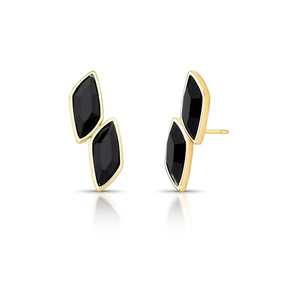 Brinco 2 Cristais Negroz em Dourado