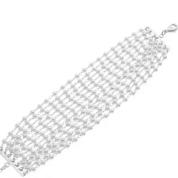 Pulseira 12 Fios De Perolinhas em Ródio