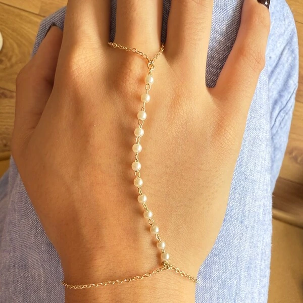 Pulseira Hand Strep De Perolinhas