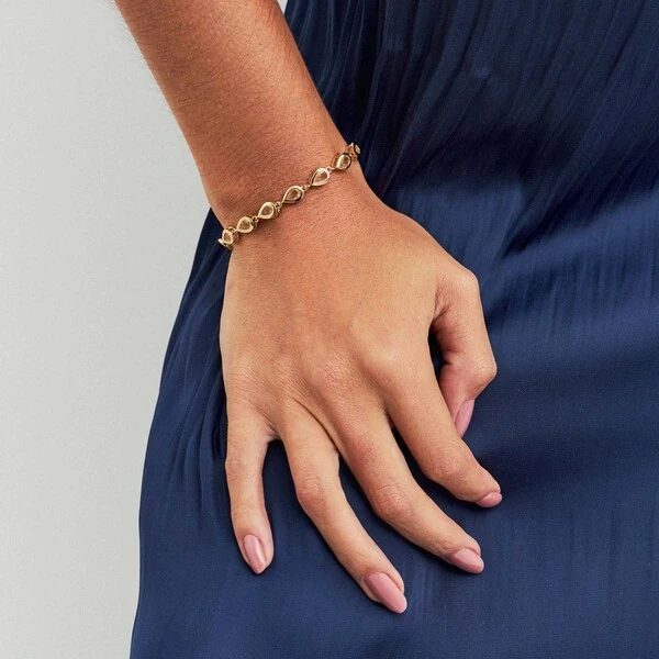 Pulseira Riviera Gota Citrino em Dourado
