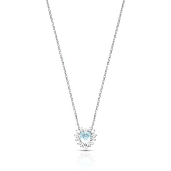 Colar Coração Princesa Água Marinha Fusion em Ródio