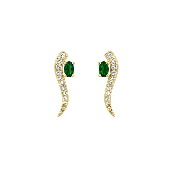 Brinco Earcuff com Esmeralda Fusion em Dourado