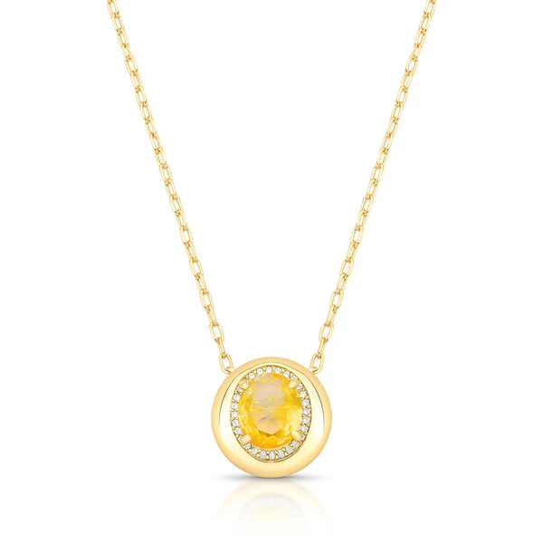 Colar Morganita Oval com Zircônias em Dourado
