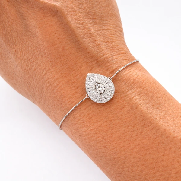 Pulseira Gota Pizza Fina em Ródio