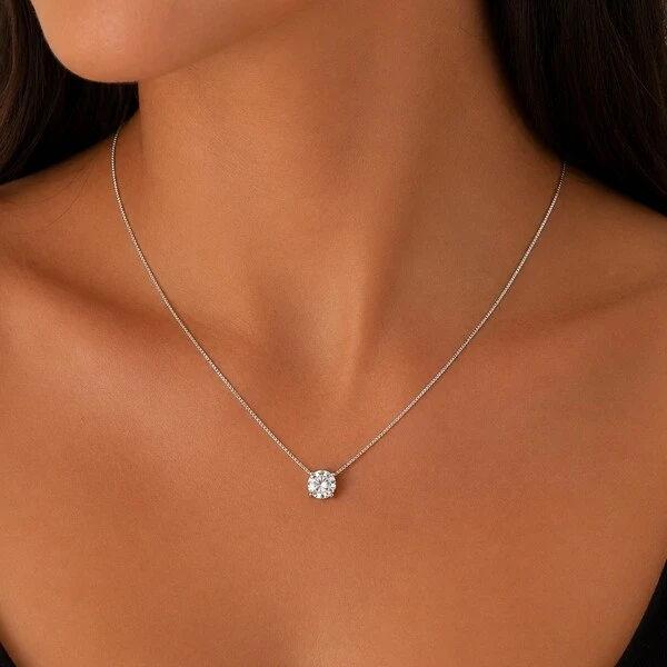 Colar Ponto De Luz Zircônia 2CT em Rodio