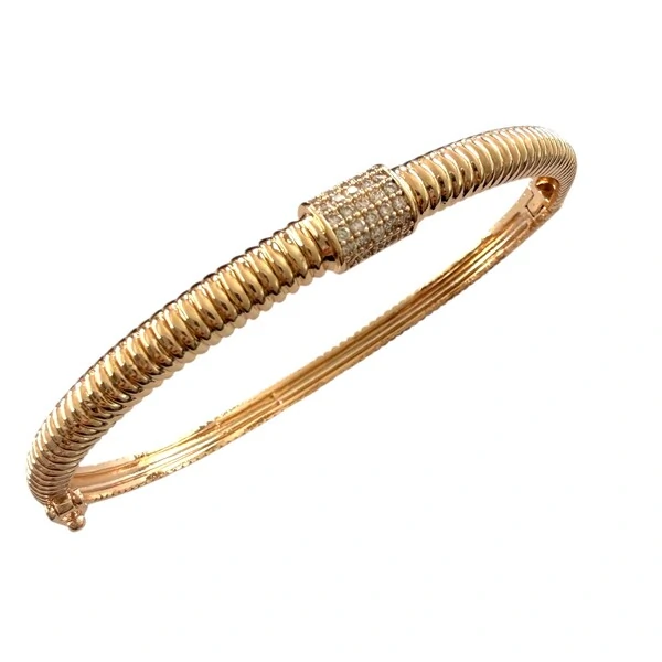Pulseira Bracelete Filetado com Zircônias em Dourado