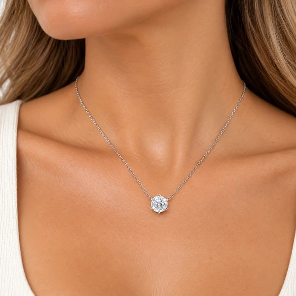 Colar Moissanite Solitário 2CT na Prata 925