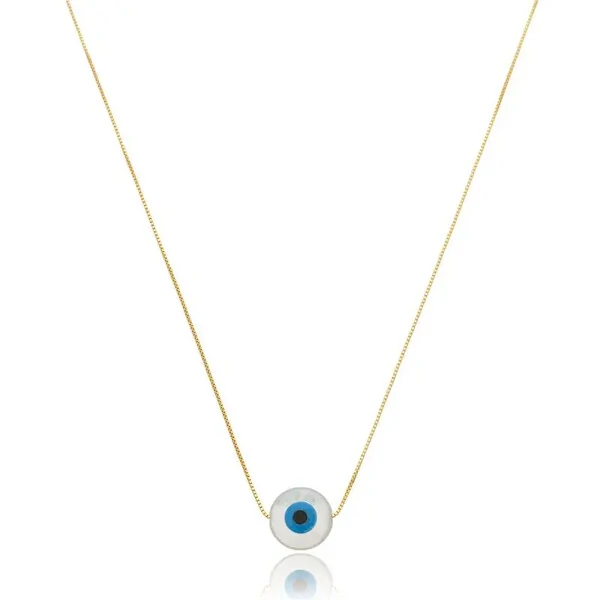 Colar Veneziana Fina com Olho Grego De Madrepérola em Dourado