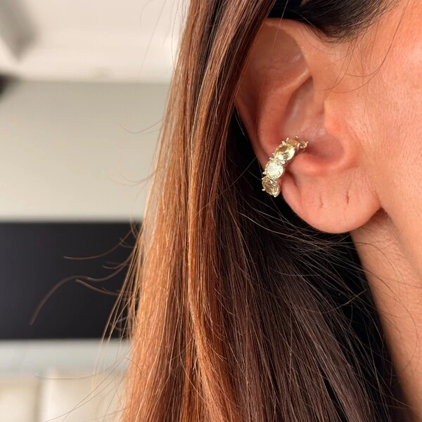 Piercing Fake com Citrino 5MM em Prata 925