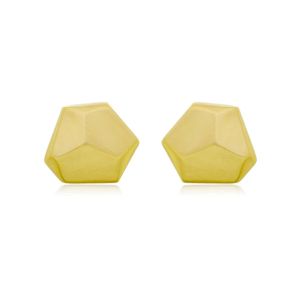 Brinco Triangular Facetado Fosco em Dourado
