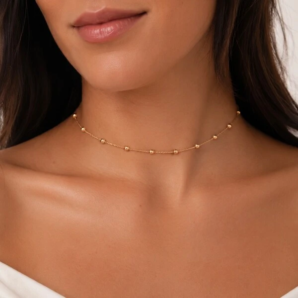 Chokker Bolinhas em Dourado