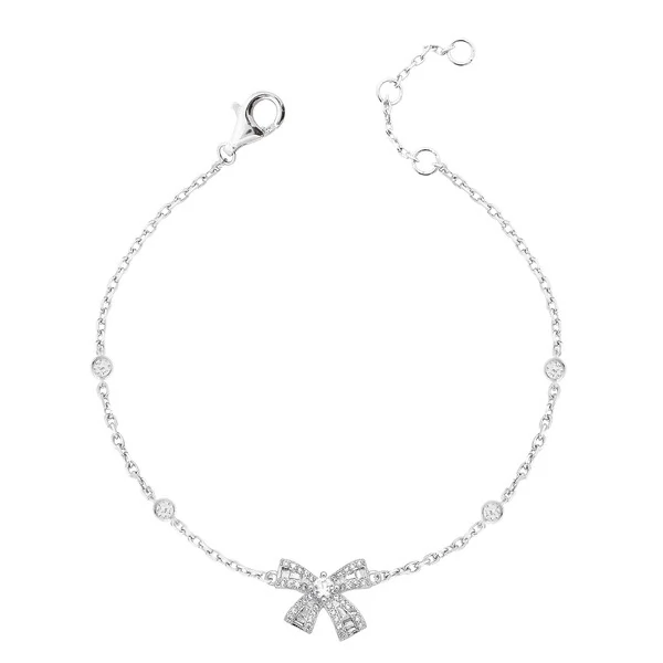 Pulseira Laço Cravejado com Zircônia em Ródio