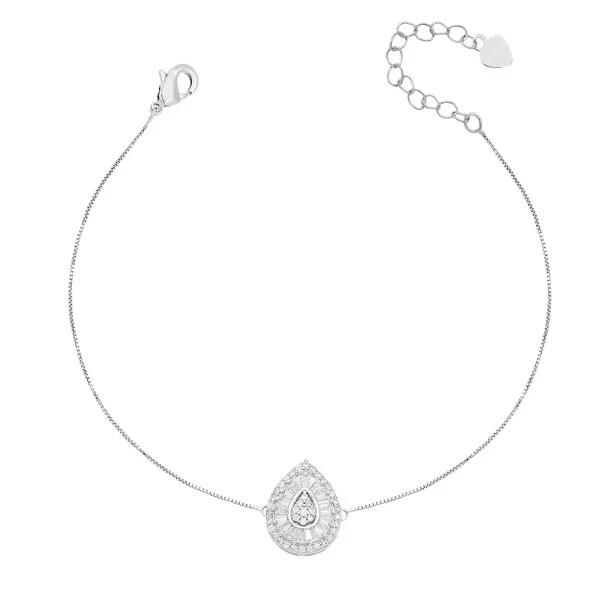 Pulseira Gota Pizza Fina em Ródio