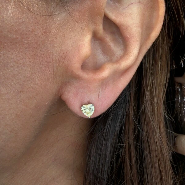 Brinco Coração Citrino em Prata 925