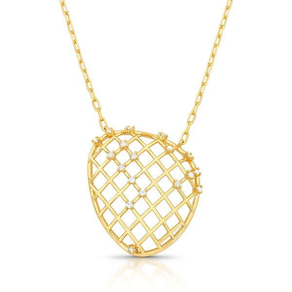 Colar com Pingente Tela em Dourado