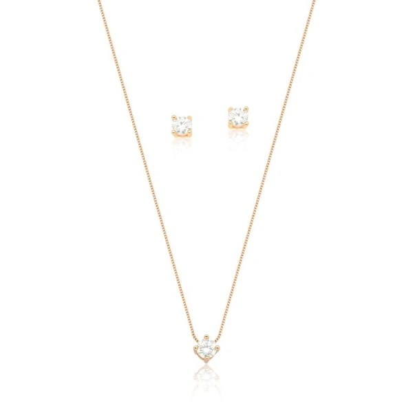 Colar com Ponto de Luz de Zircônia Quadrada em Dourado