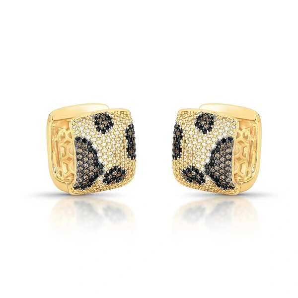 Argola Animal Print Cravejada com Zircônias em Dourado