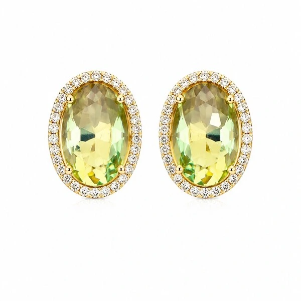 Brinco Princesa Oval Acquamarine em Dourado