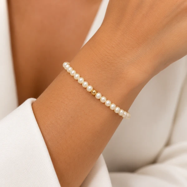 Pulseira Pérola de Água Doce no Silicone
