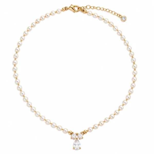 Colar Perolinhas com Pingente em Dourado