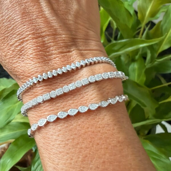 Pulseira Riviera Gota com Zircônias em Prata 925