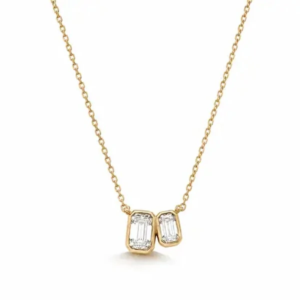 Colar Moissanite Duo Retangular 1,3CT na Prata 925 com Banho de Ouro 18K