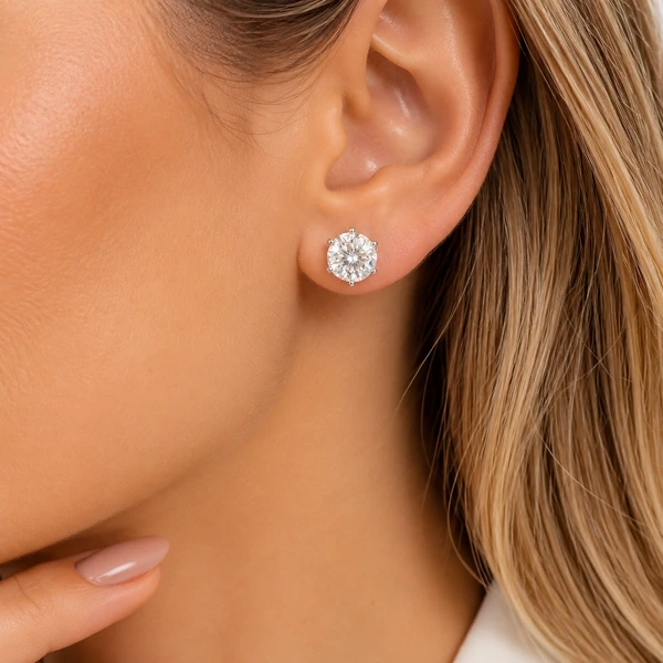 Brinco Moissanite 2CT na Prata 925