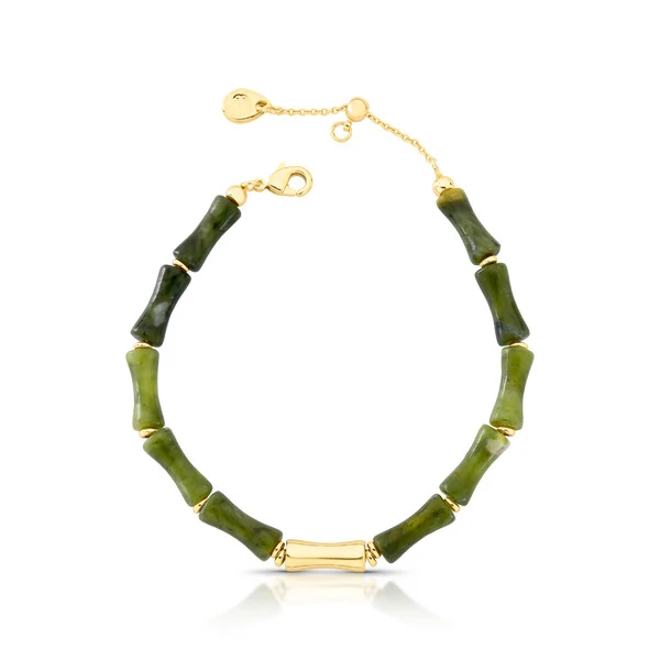 Pulseira Bambu Jade em Dourado