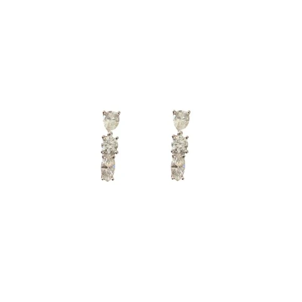Brinco Moissanite Earcuff 3 Pedras 0,3CT em Prata 925