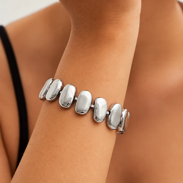 Pulseira Gomos Foscos em Rodio