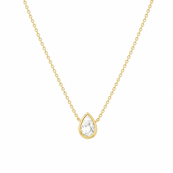 Colar Moissanite Gota 0,5CT na Prata 925 com Banho de Ouro 18K