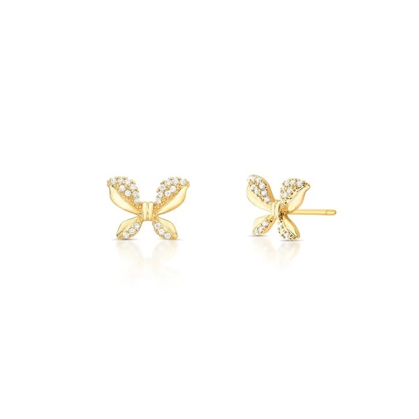 Brinco Borboletinha Cravejadas com Zircônias em Dourado