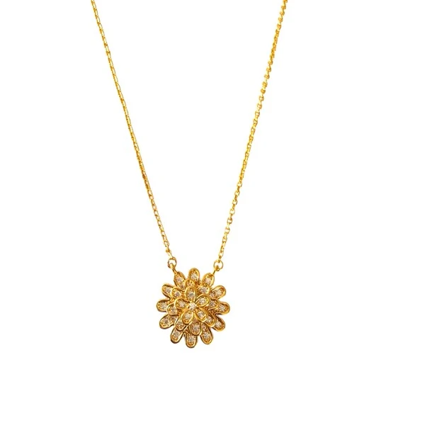 Colar Flor com Zircônias em Prata 925 com Banho de Ouro 18K