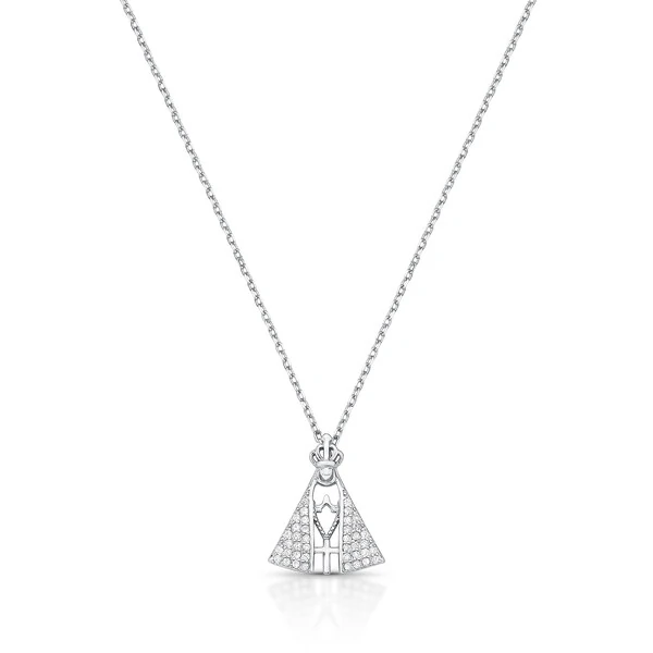 Colar N Sra Aparecida com Zircônias em Prata 925