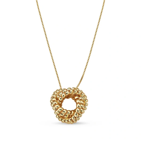 Colar com No de Bolinhas em Dourado