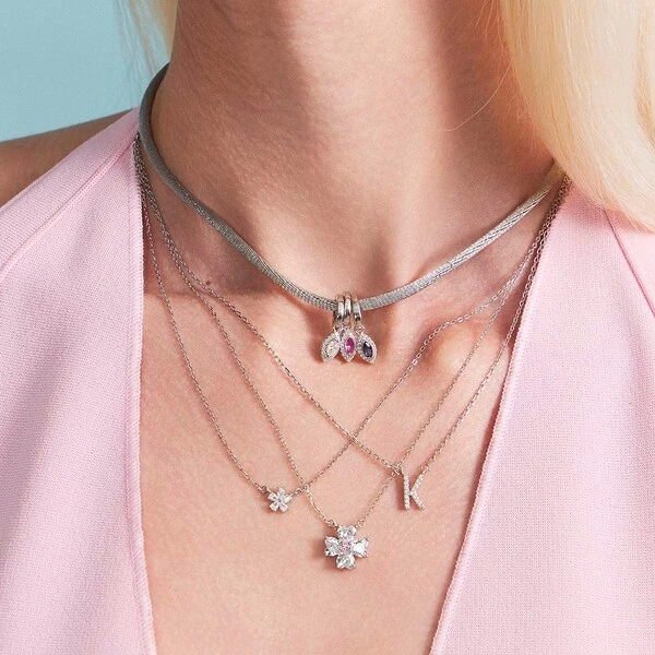 Colar Flor de Zircônia na Prata 925