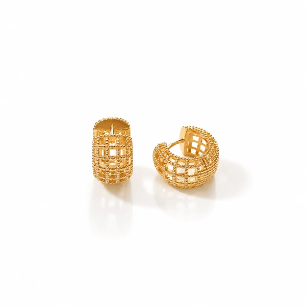 Brinco Argolinha Telinha com Bolinhas P em Dourado