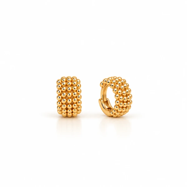 Brinco Argolinha Bolinhas em Dourado