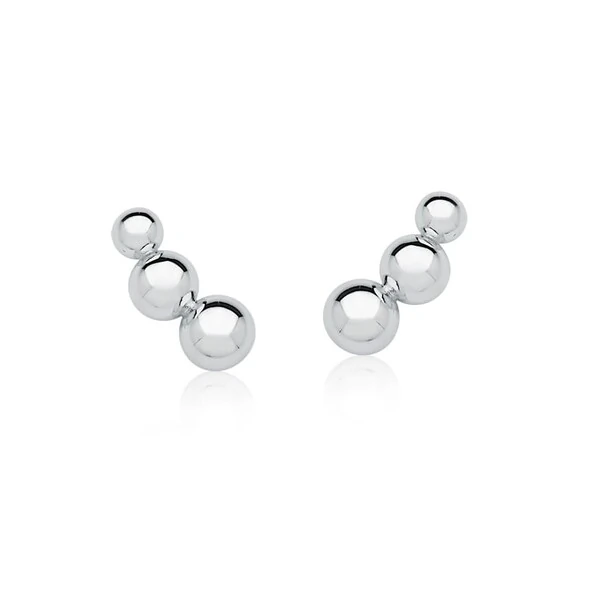 Brinco Earcuff 3 Bolas em Ródio