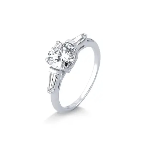 Anel Moissanite Solitário 3 Pedras 2,6CT em Prata 925