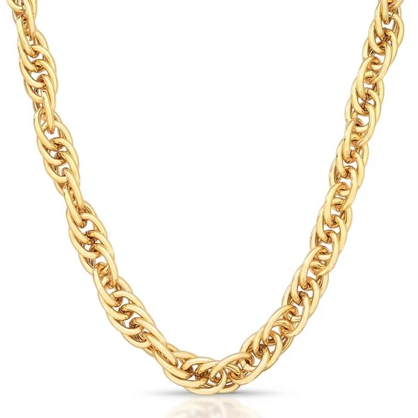 Colar com Elos Finos Entrelaçados em Dourado